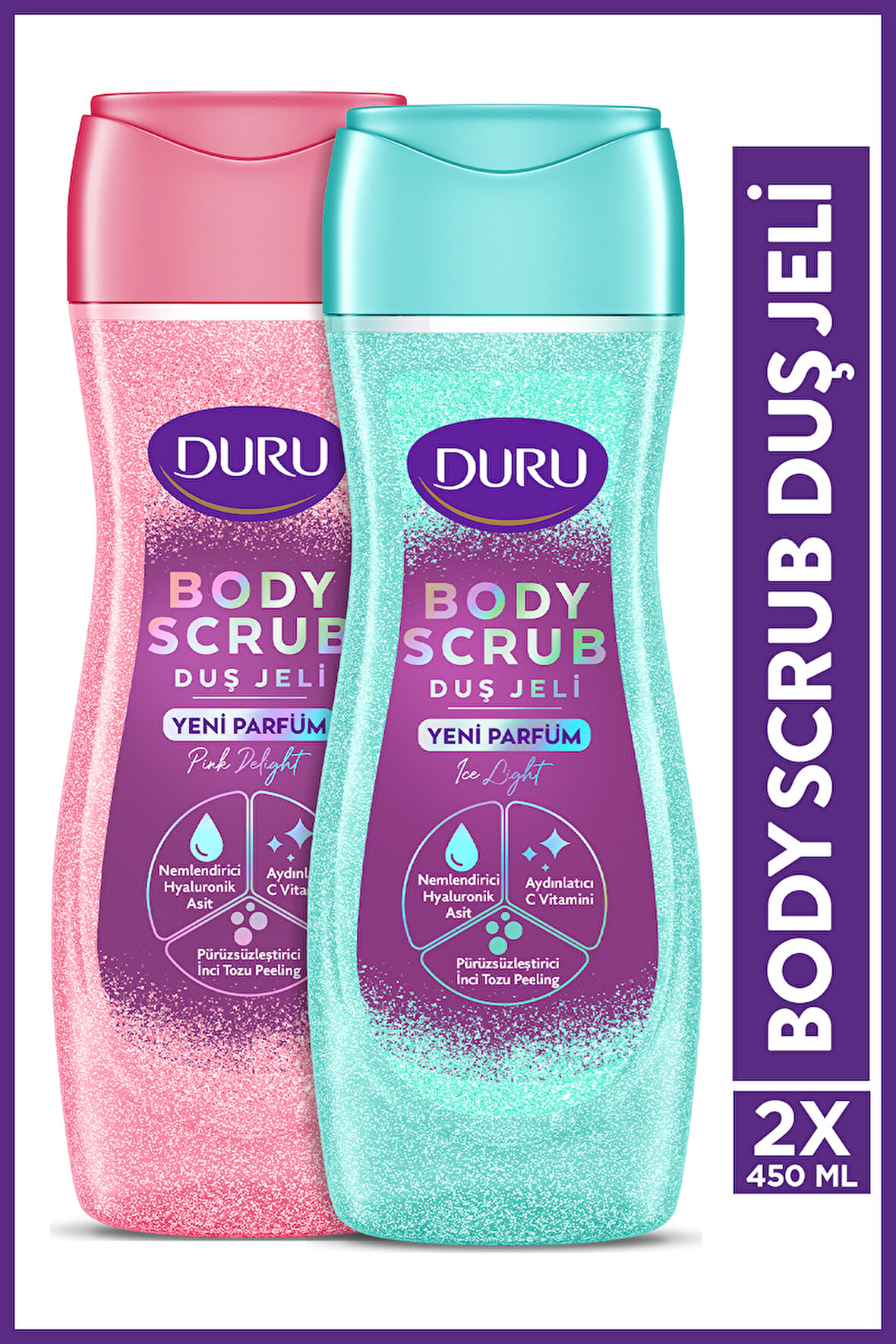 Duru Body Scrub Pink Delight  & Ice Light Duş Jeli 2x450 ML
