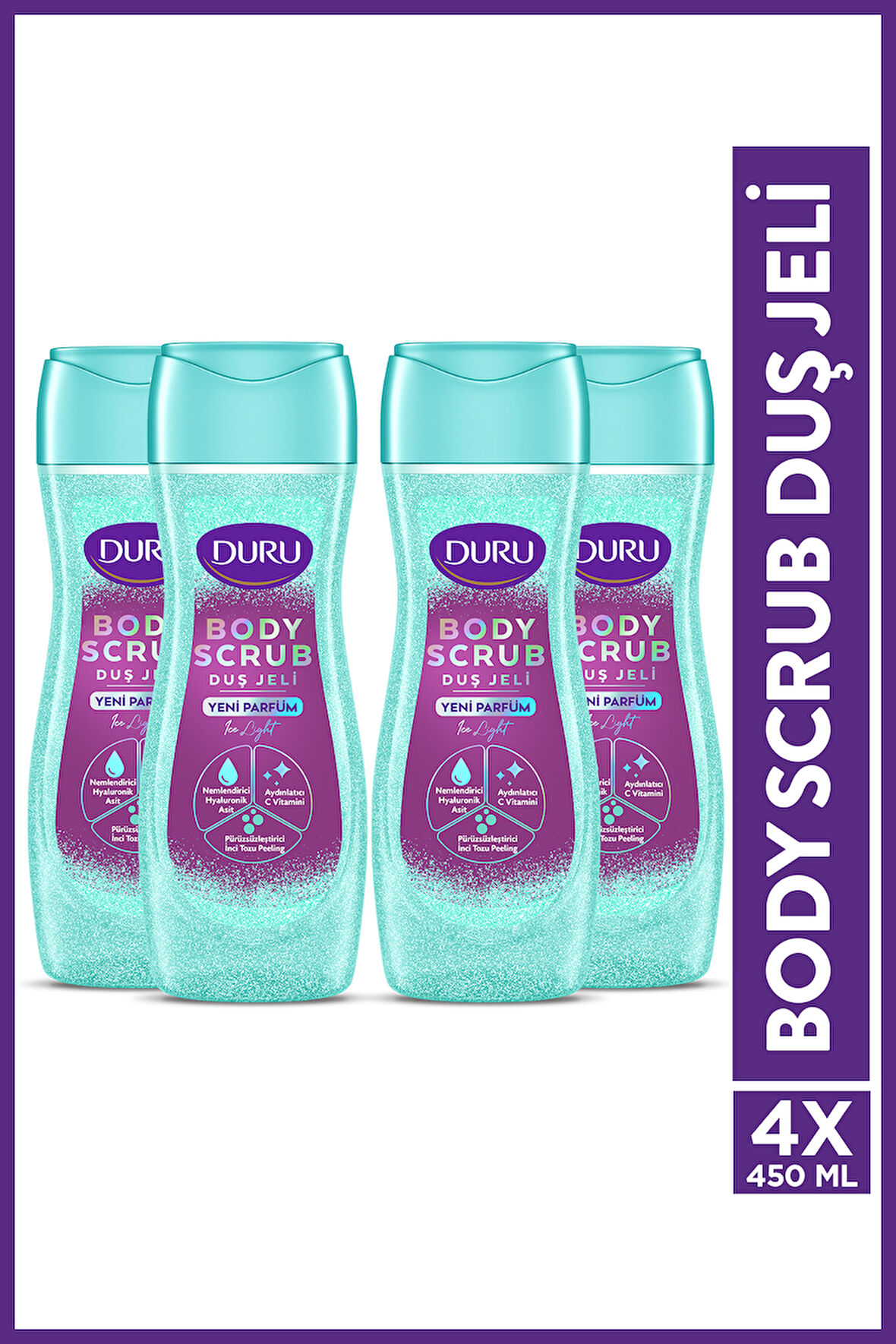 DURU BODY SCRUB ICE LIGHT DUŞ JELİ 4X450 ML