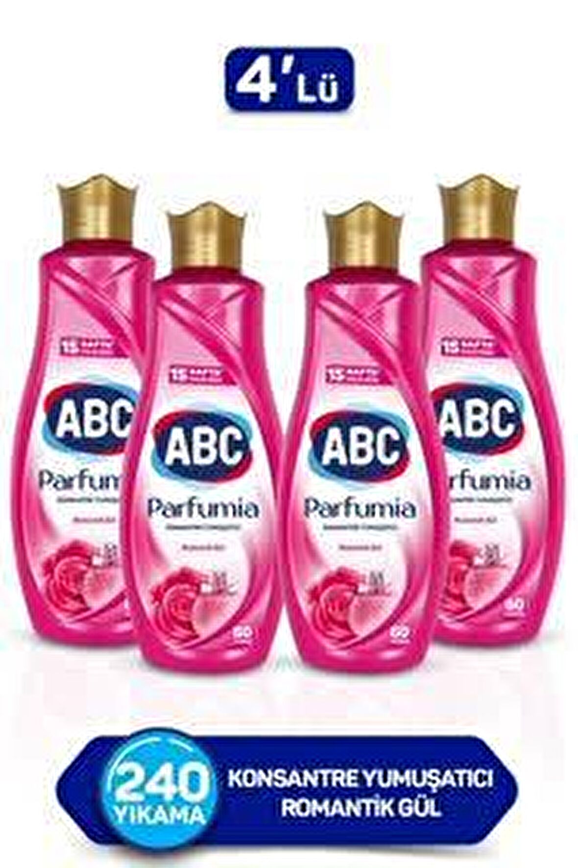ABC Parfumia Romantik Gül Beyazlar ve Renkliler İçin Konsantre Yumuşatıcı 4 x 1440 ml 240 Yıkama