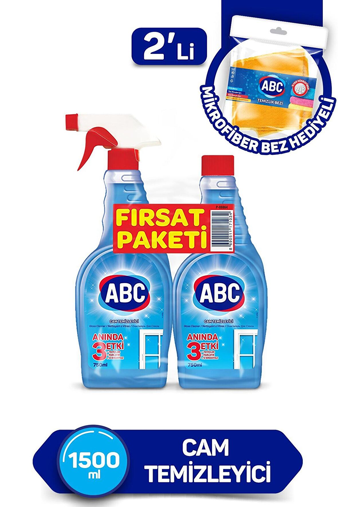 ABC Cam Temizleyici 750 ml+750 ml