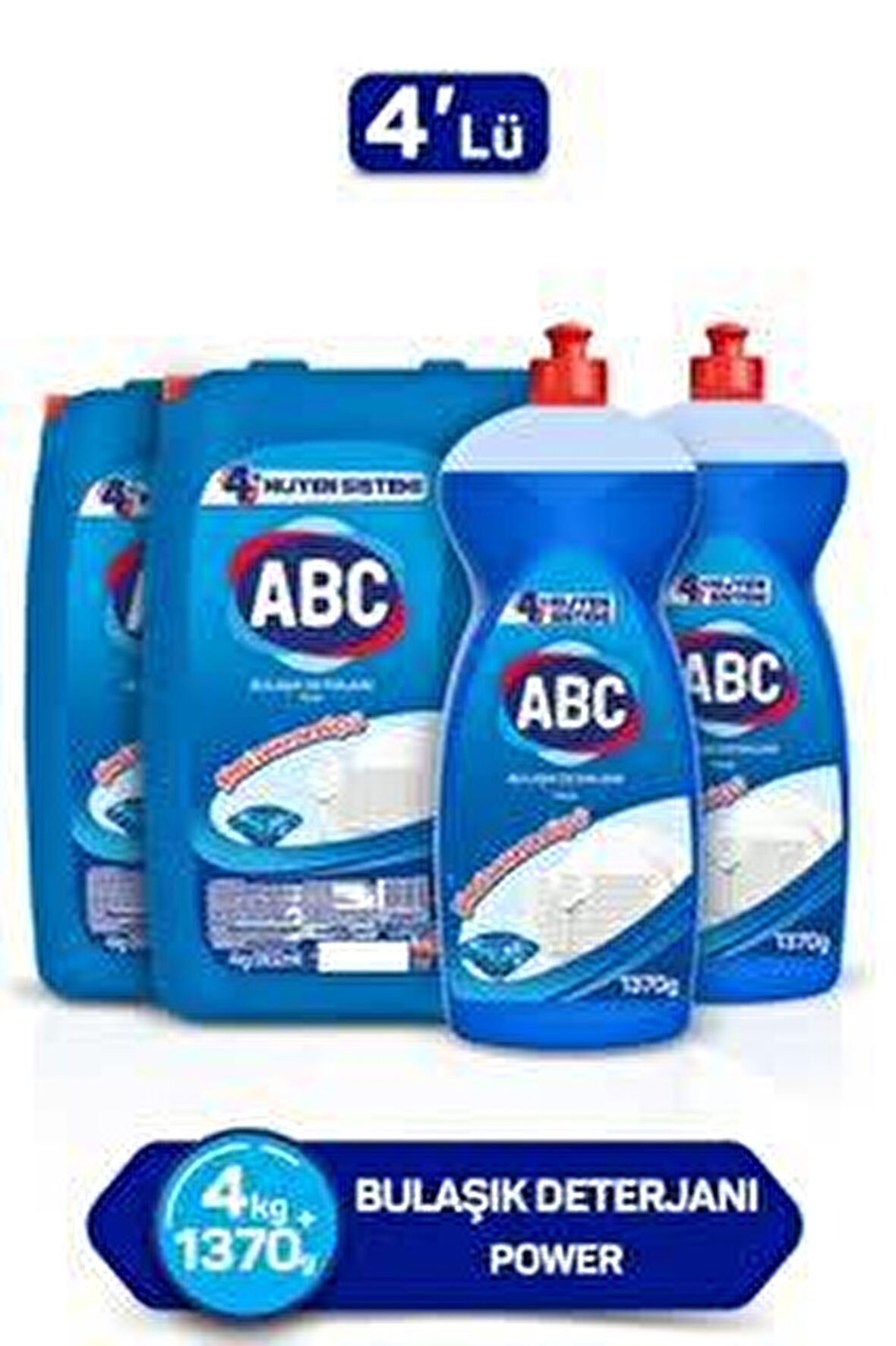 ABC Bulaşık Sıvısı Power 2x4kg+2x1370g paketi