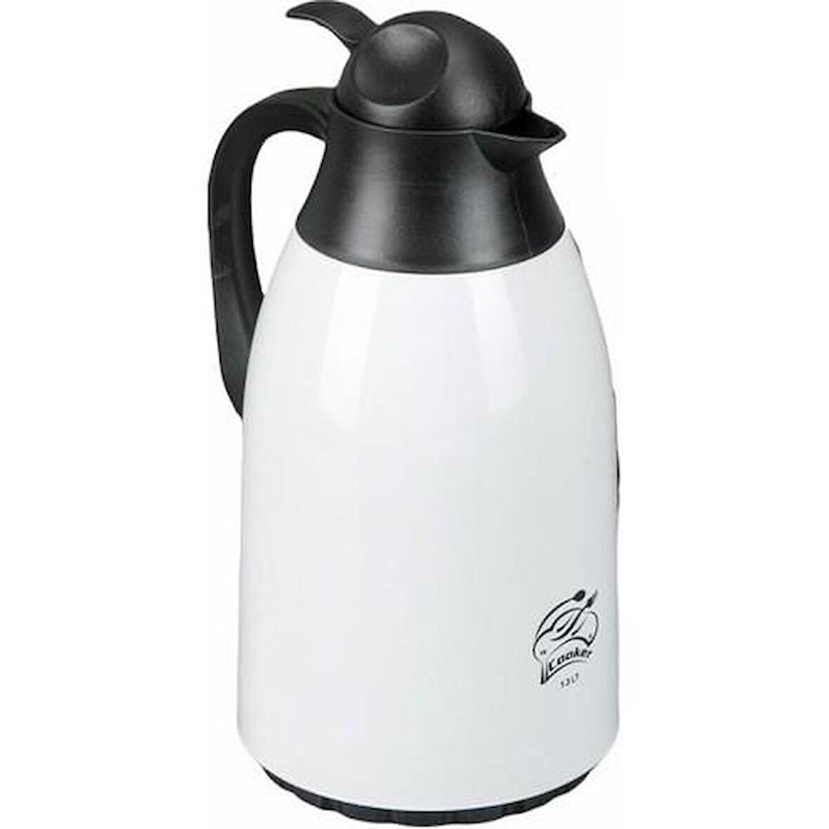 Cooker 1.3 Lt Renkli Cam Termos CKR2018 Çay Termosu - Siyah-Beyaz