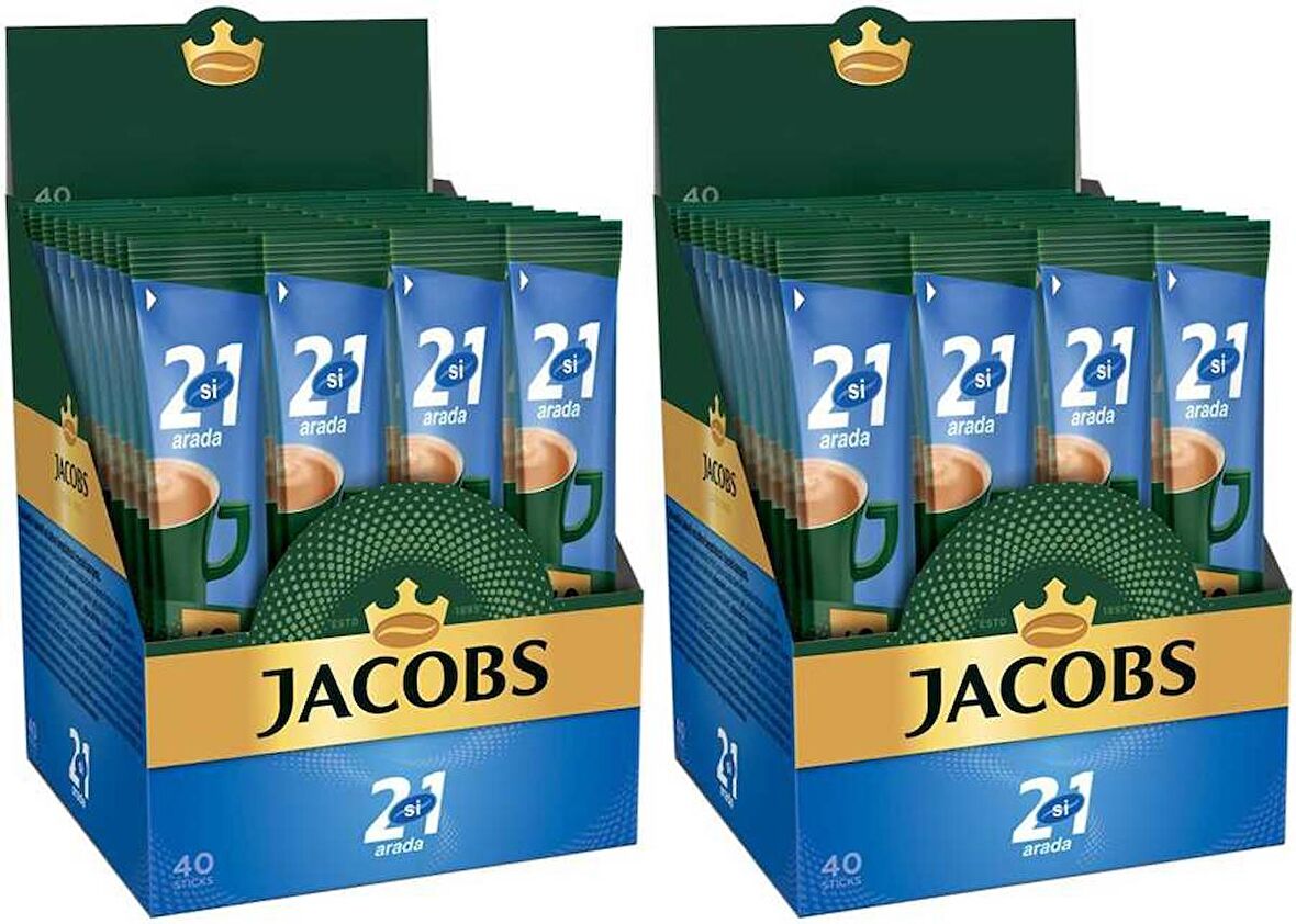 Jacobs 2'si 1 Arada Karışım Kahve 80 Adet (40'lı Kutu x 2 )