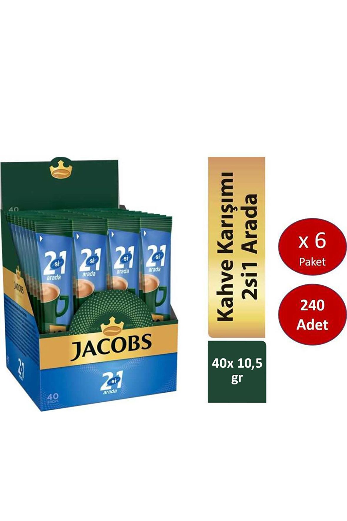 Jacobs 2'si 1 Arada 10.5 gr 6x40'lı Hazır Kahve