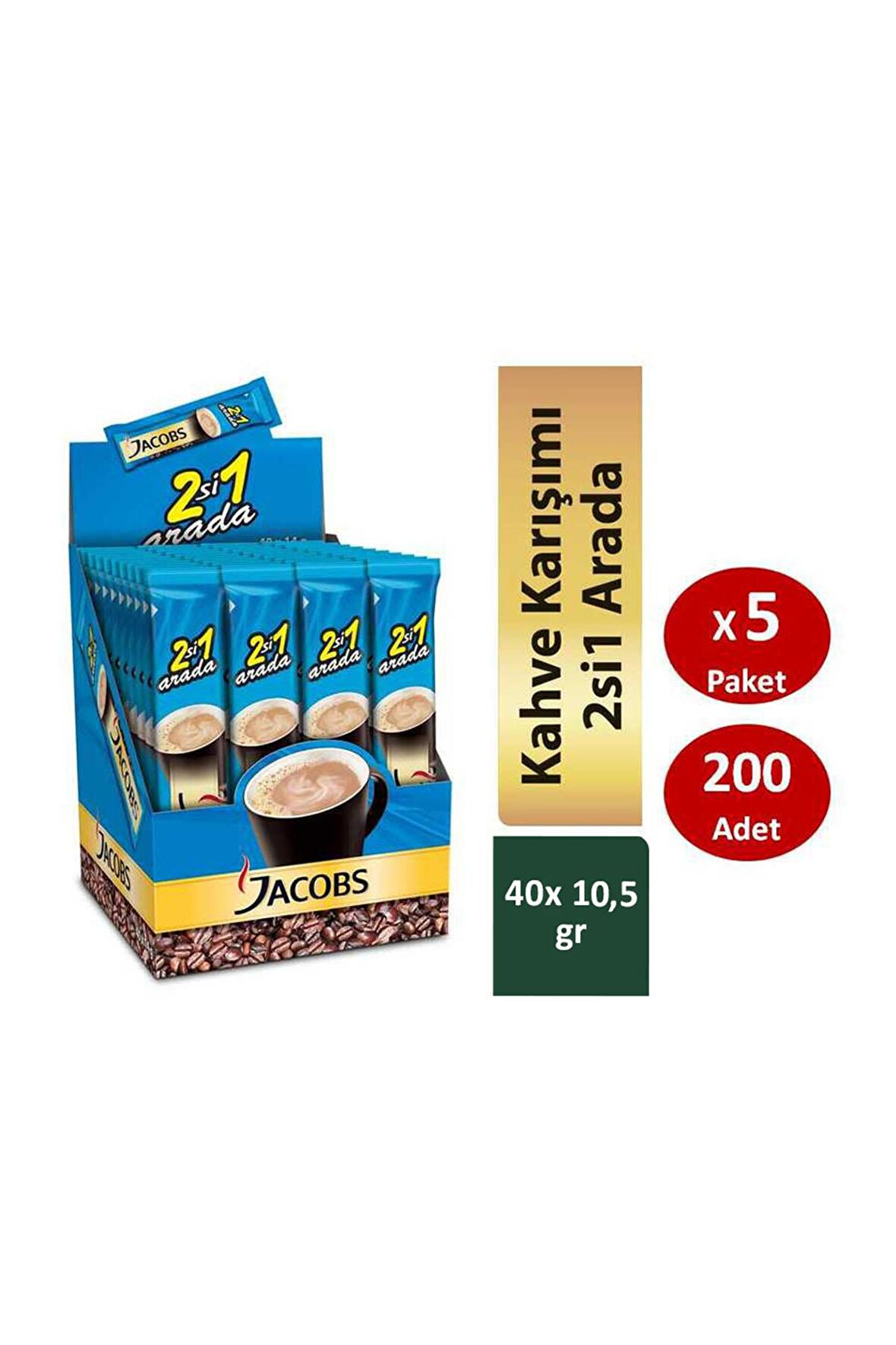 Jacobs 2'si 1 Arada 10.5 gr 5x40'lı Hazır Kahve