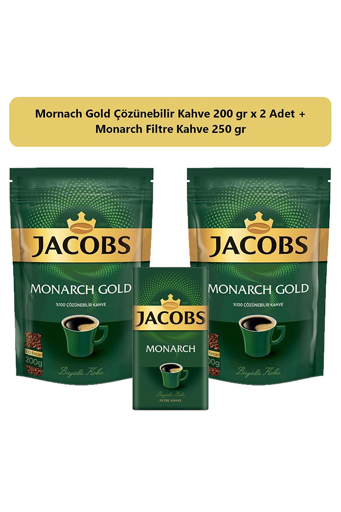 Jacobs Monarch Gold 200 gr 2'li Hazır Kahve + Monarch 250 gr Filtre Kahve