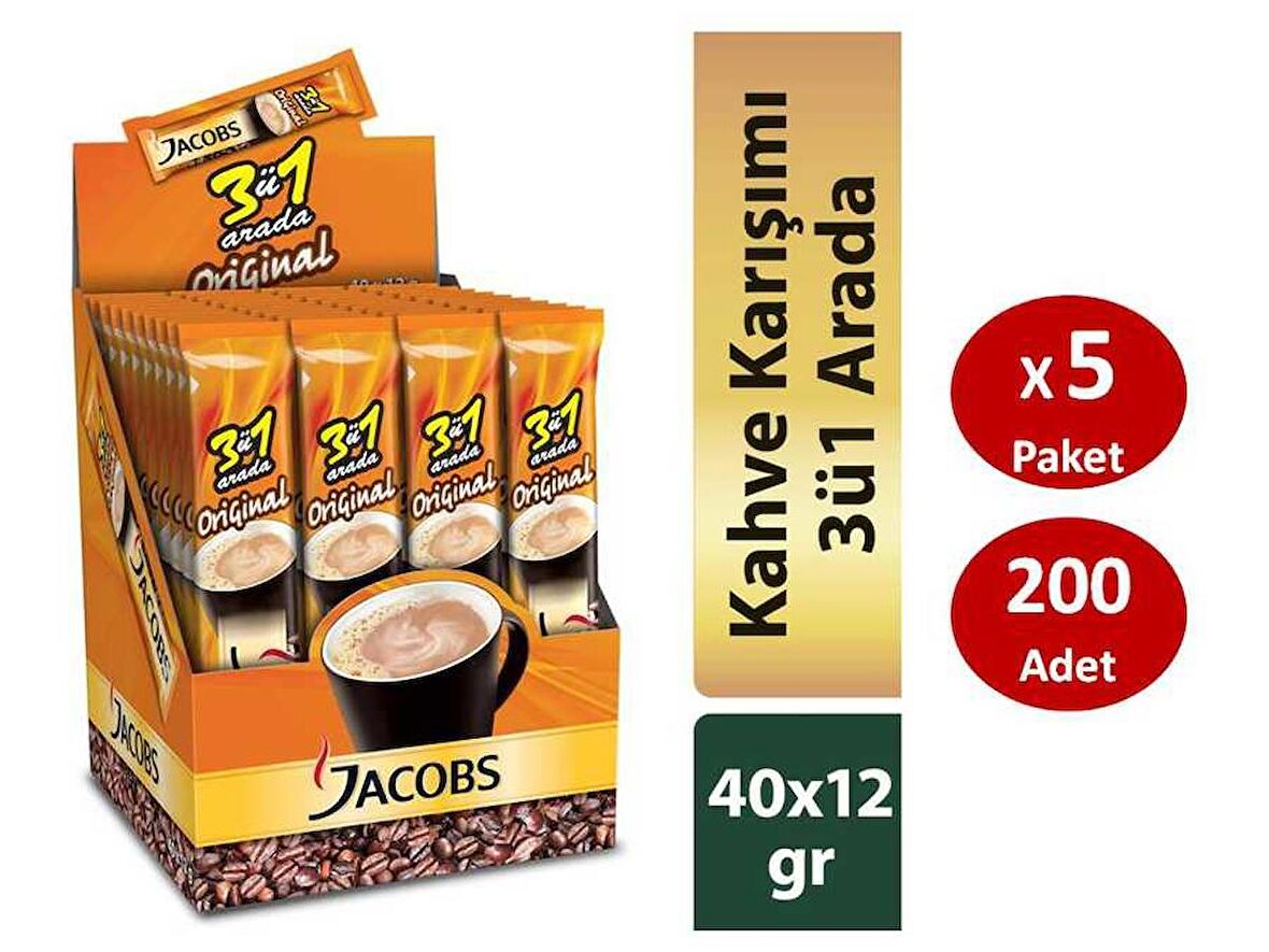 Jacobs Original 3'ü 1 Arada 12 gr 5x40'lı Hazır Kahve