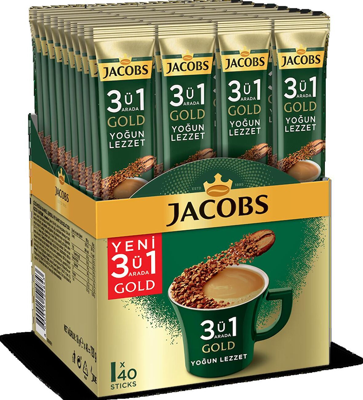 Jacobs Gold Yoğun Lezzet 3'ü 1 Arada 18 gr 40'lı Hazır Kahve