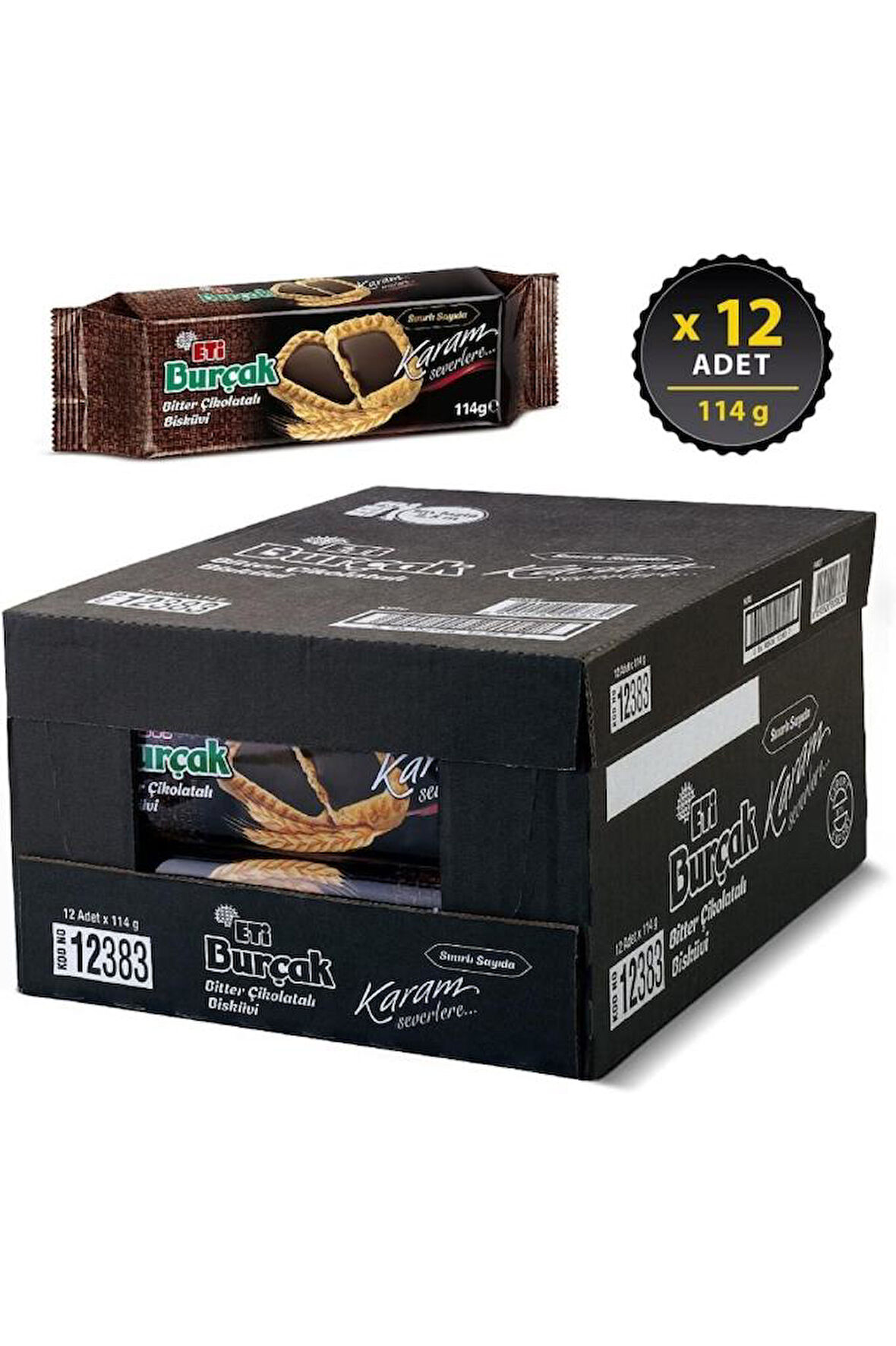 Burçak Bitter Çikolatalı Yulaflı Bisküvi 114 g x 12 Adet