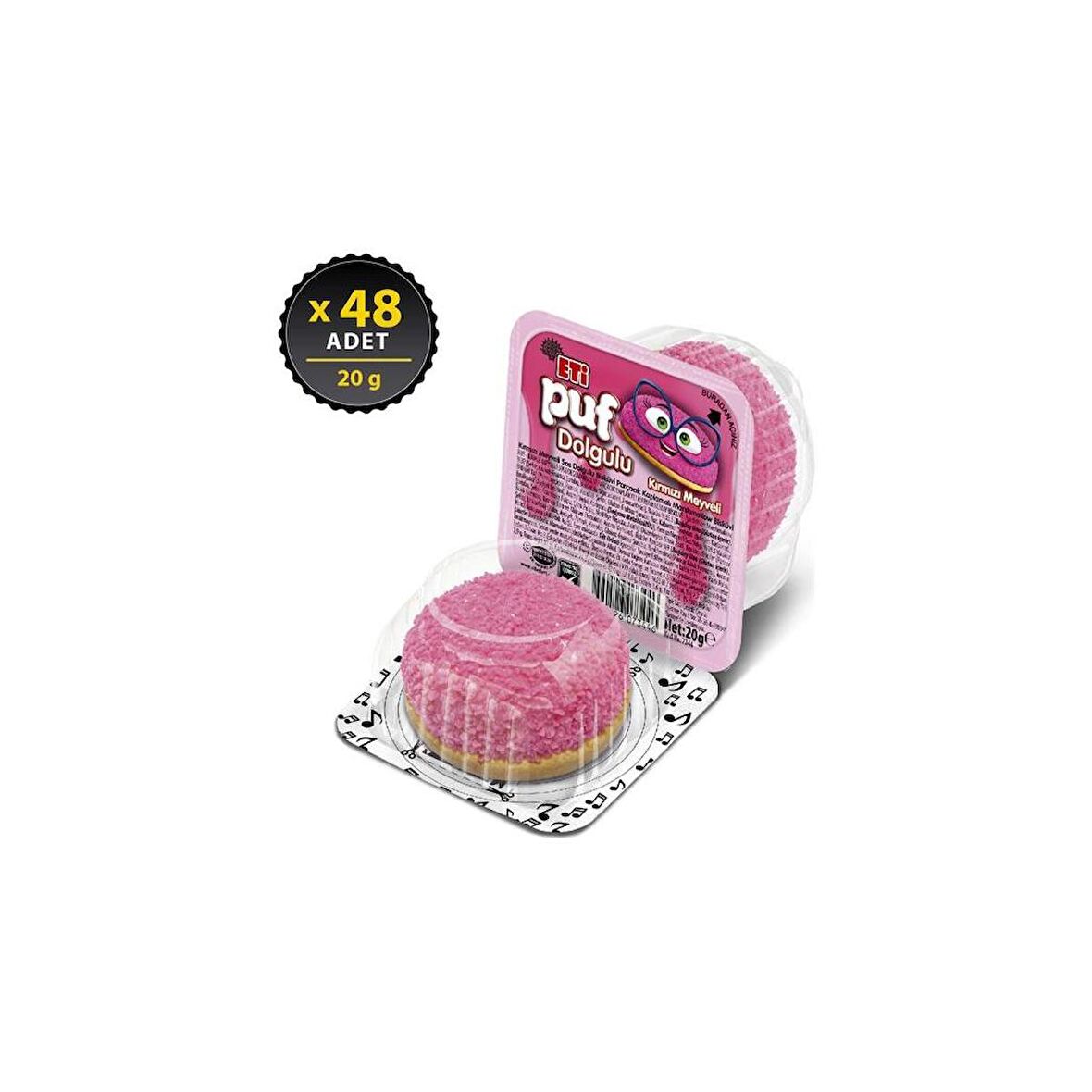 Eti Puf Kırmızı Meyve Dolgulu 20 g x 48 Adet