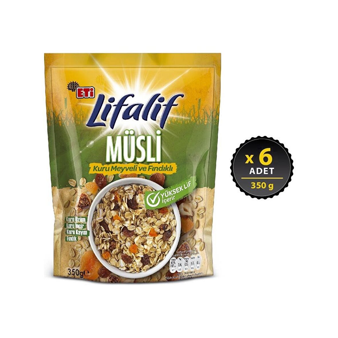 Eti Lifalif Kuru Meyveli Fındıklı Müsli 350 g x 6 Adet