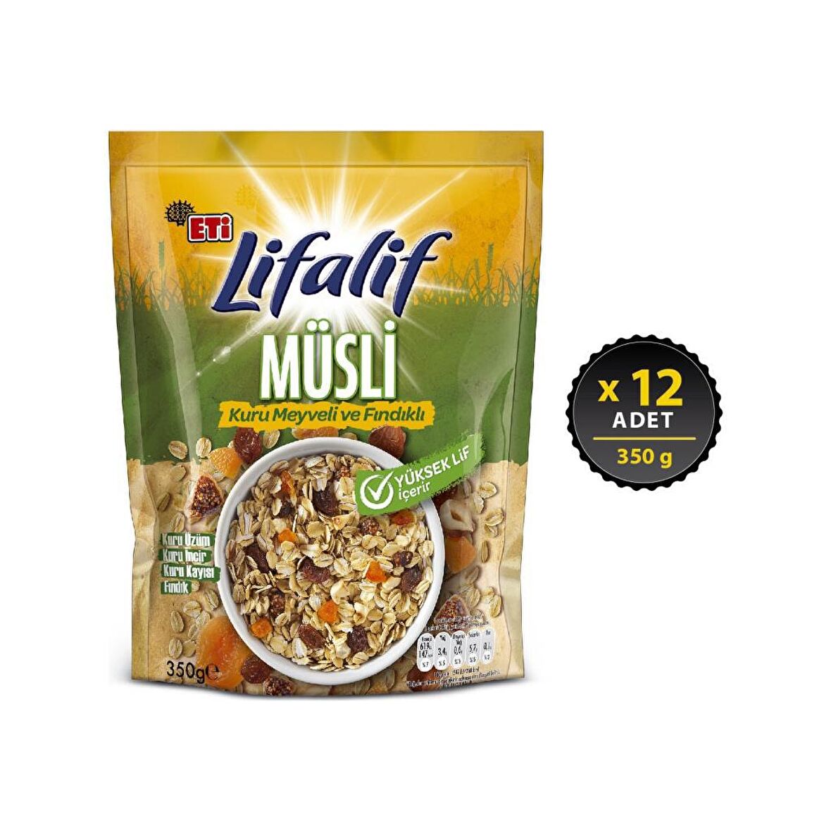 Eti Lifalif Kuru Meyveli & Fındıklı Müsli 350 g x 12 Adet