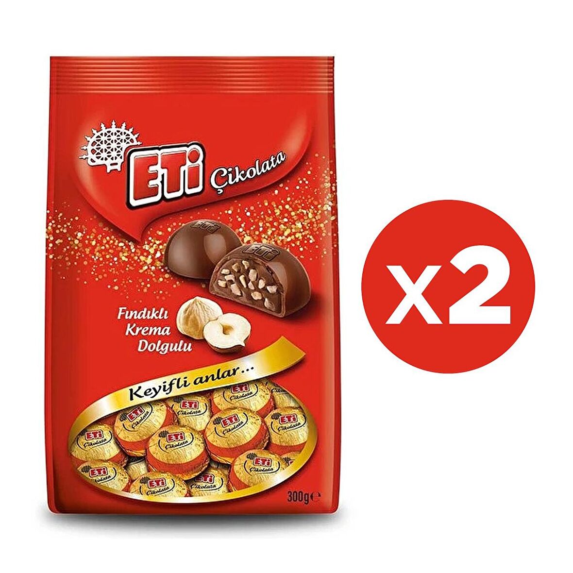 Eti Çikolata Fındık Krema Dolgulu 300 gr x 2 li