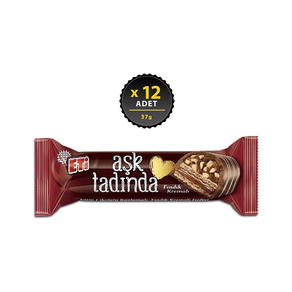 Eti Aşk Tadında Fındık Kremalı Gofret 37 g x 12 Adet