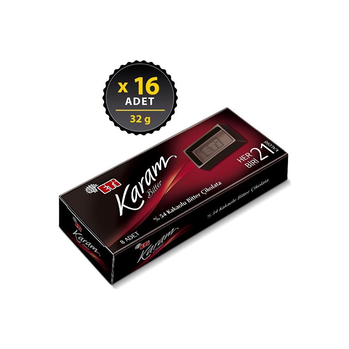 Eti Karam Mini Kakaolu Bitter Çikolata 32 g x 16 Adet