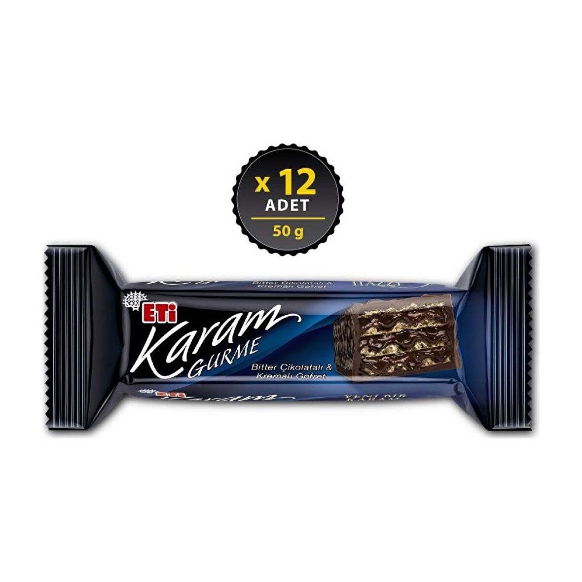 Eti Karam Gurme Bitter Çikolatalı Gofret 50 g x 12 Adet