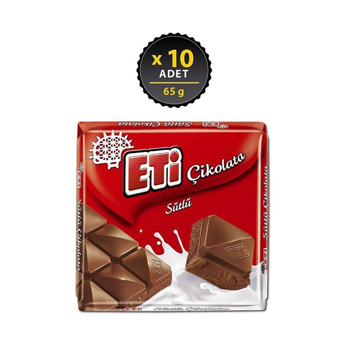 Eti Çikolata Sütlü Kare 65 g x 10 Adet