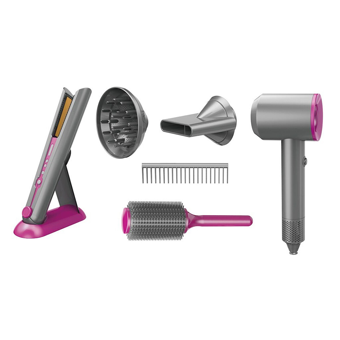 Sesli Işıklı 2in1 Saç Şekillendirici Oyuncak Güzellik Seti Saç Bakım Seti