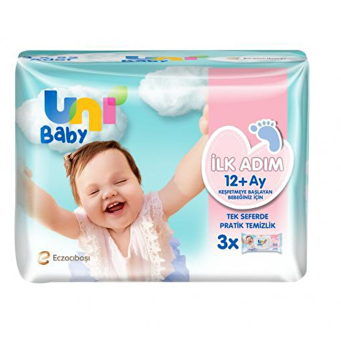 Uni Baby İlk Adım Alkolsüz 3 x 52 Yaprak 3 Paket Islak Mendil