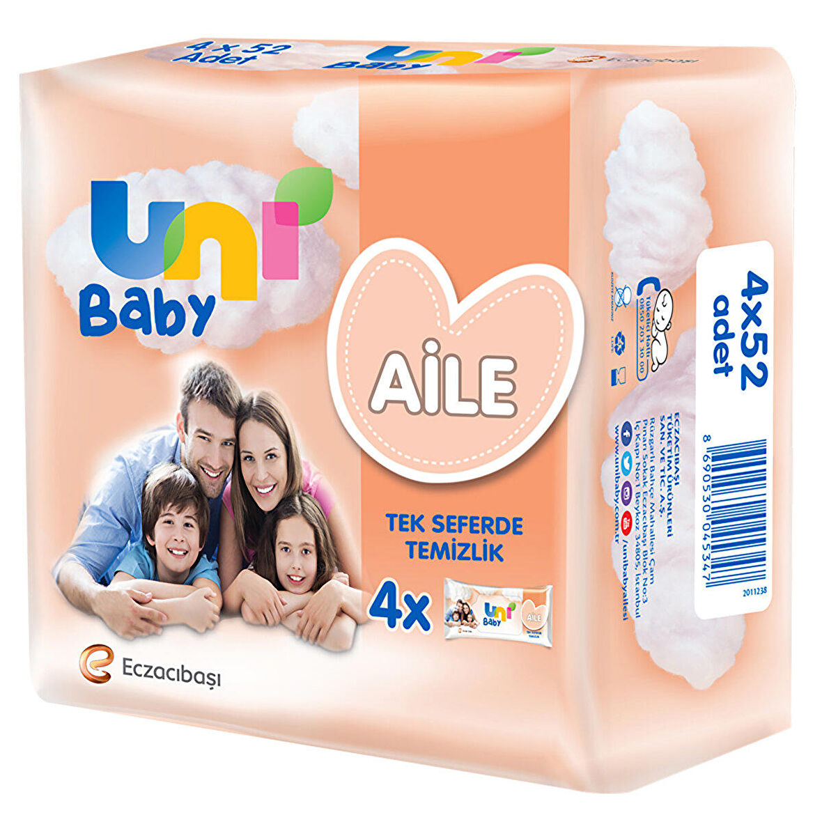 Uni Baby Islak Havlu Aile 4x52 Adet