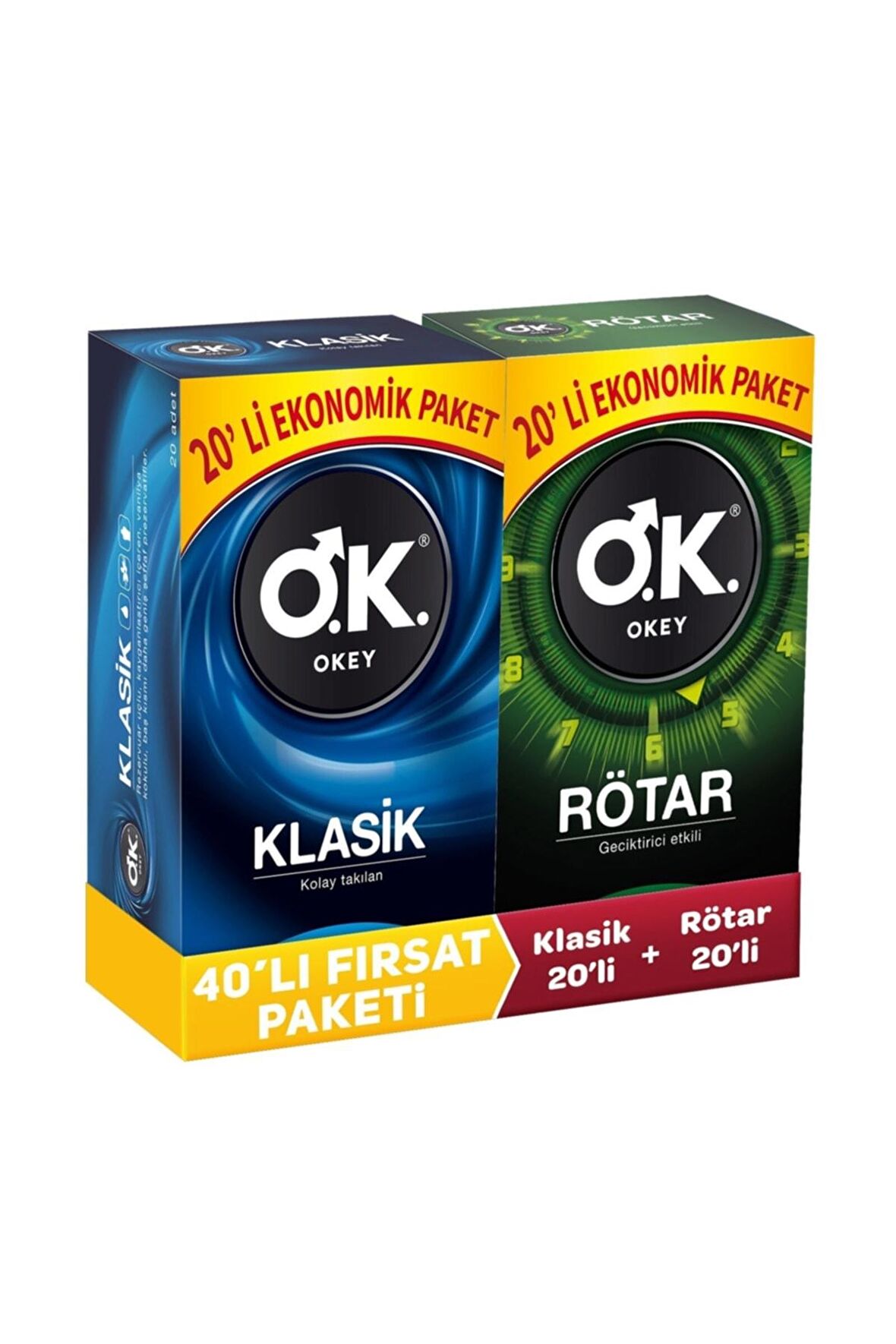 Okey Klasik 20'li Prezervatif & Rötar 20'li Prezervatif