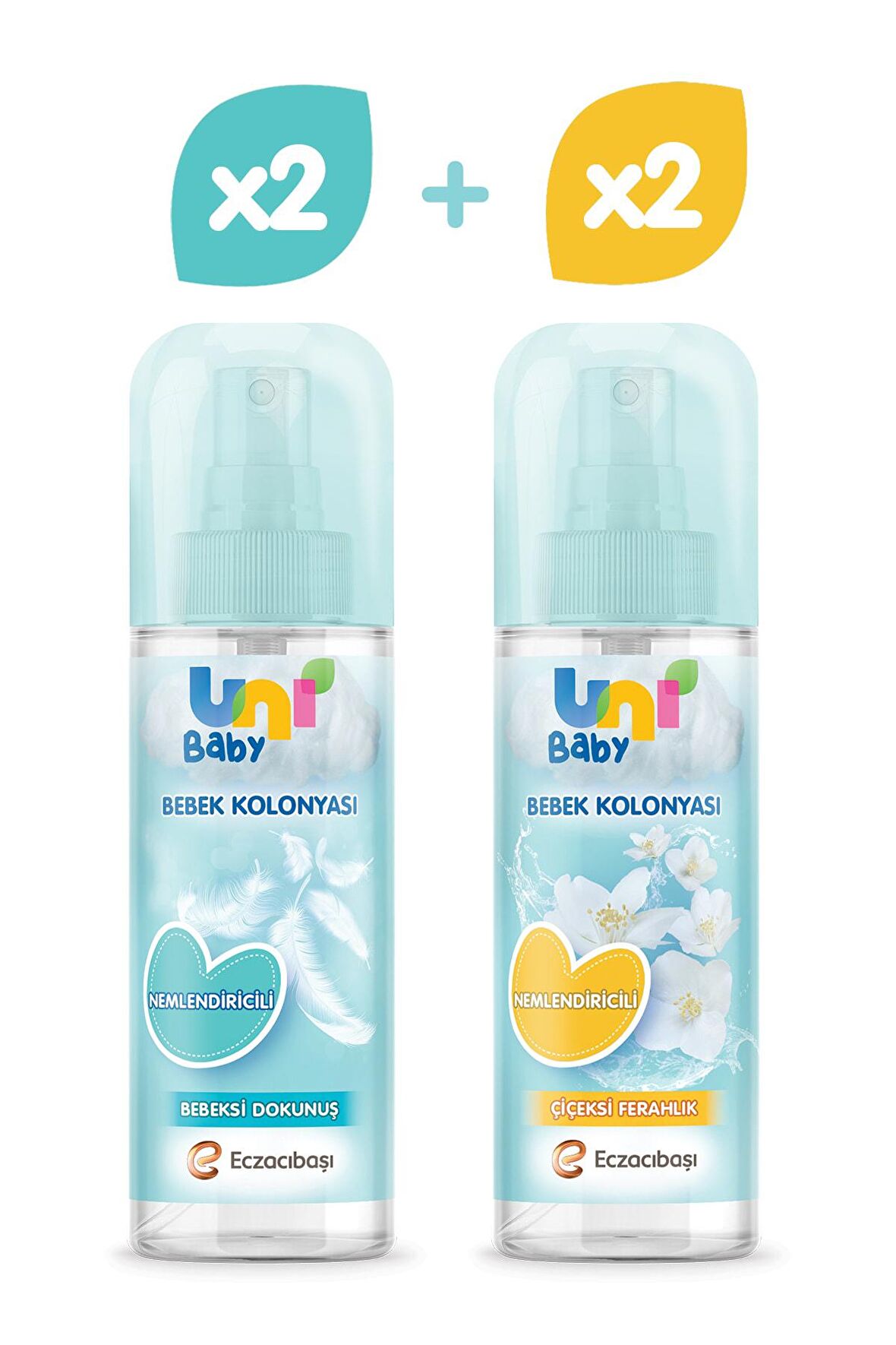 UNİ BABY BEBEK KOLONYASI BEBEKSİ KOKULAR 150 ML 2'Lİ ÇİÇEKSİ KOKULAR 150 ML 2'Lİ 