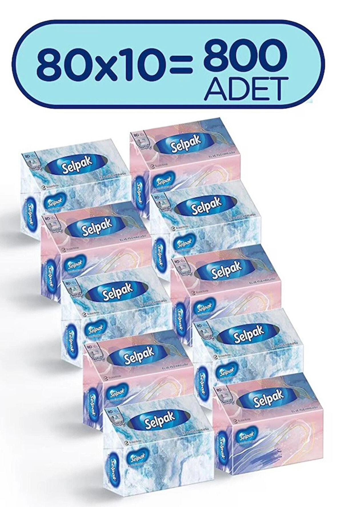 Selpak El ve Yüz Havlusu Kutulu 10'lu 800 Yaprak