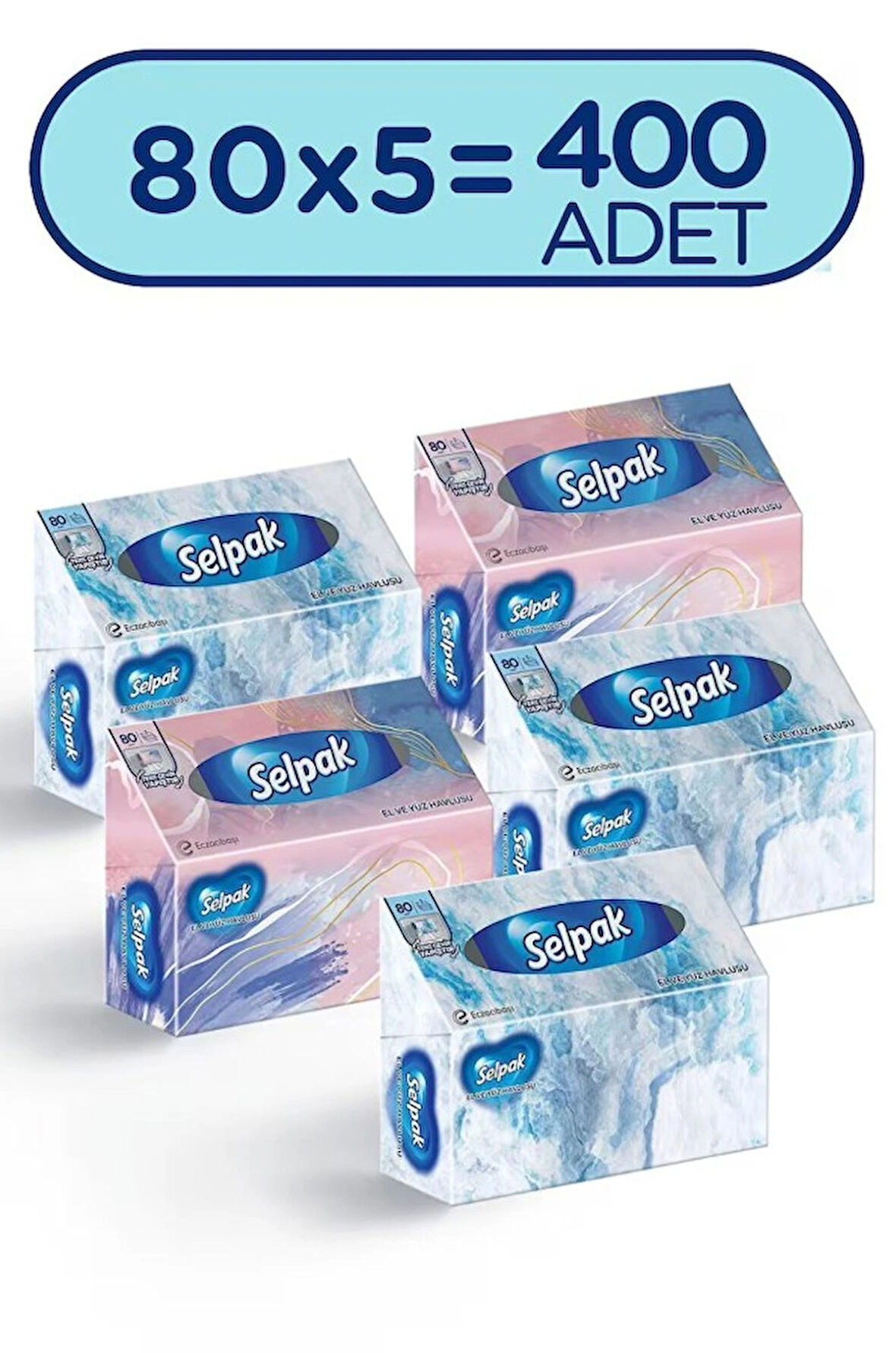 Selpak El ve Yüz Havlusu Kutulu 5'lı 400 Yaprak