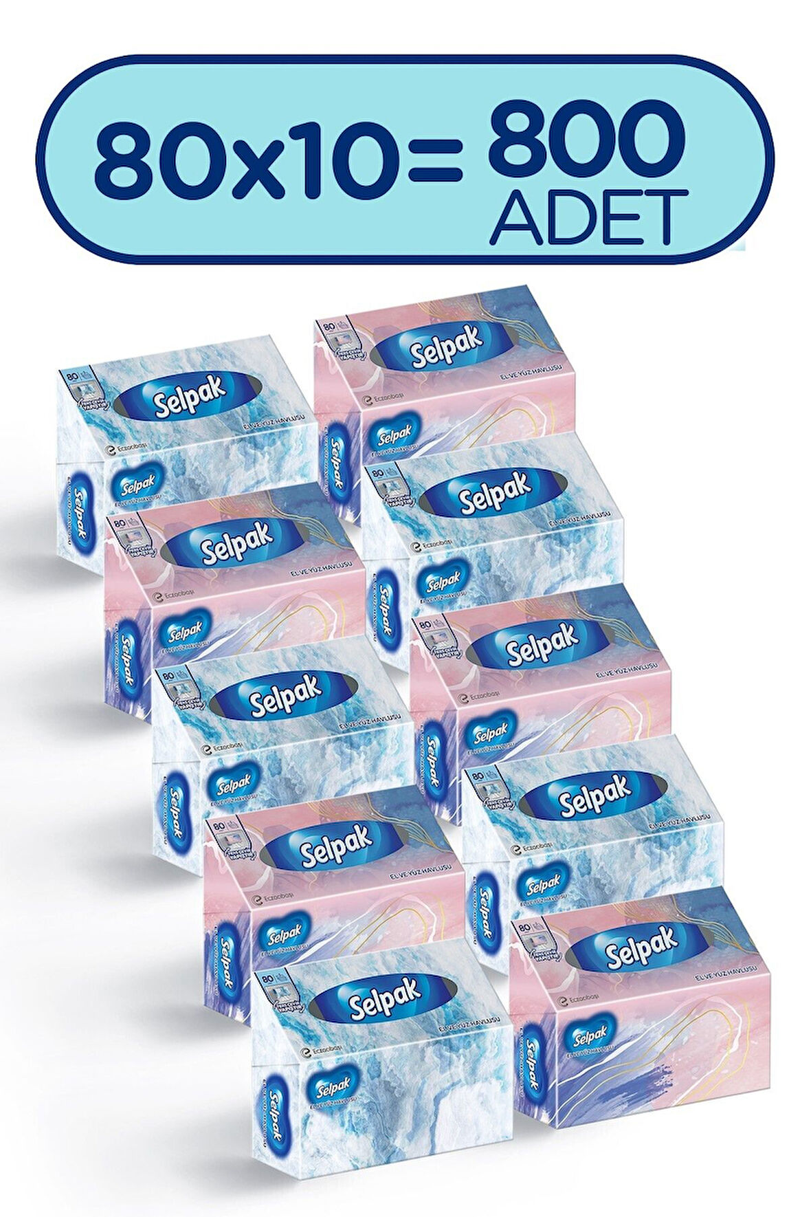 ® El Ve Yüz Havlusu 10'lu 800 Yaprak Kutulu
