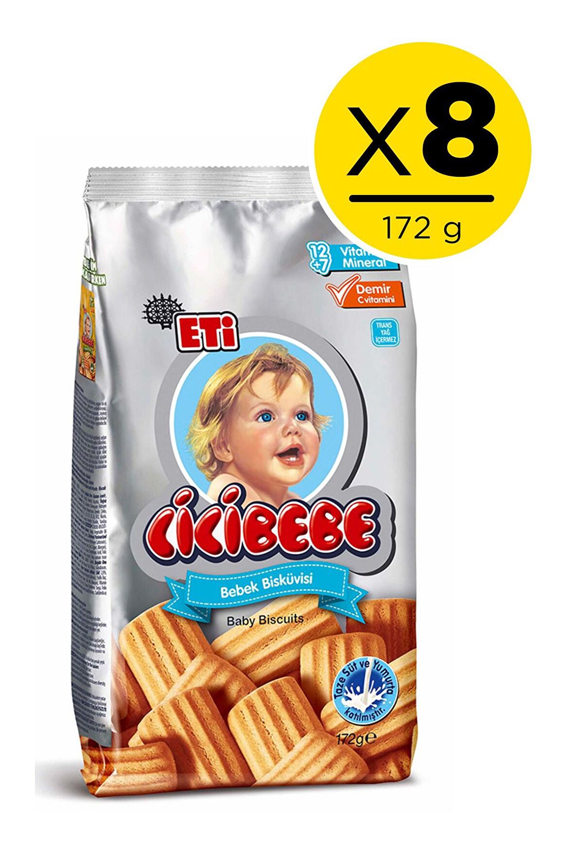 Eti Cicibebe Bebek Bisküvisi 172 g x 8 Adet