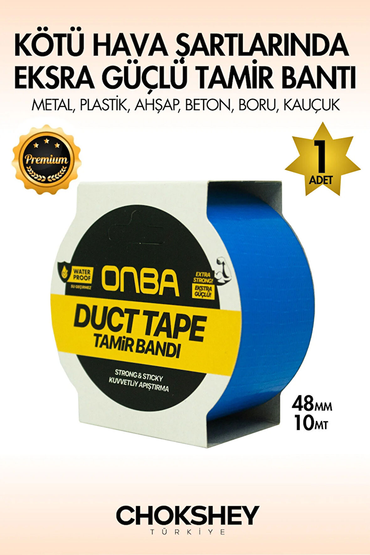 Süper Güçlü Su Geçirmez Sızdırmaz Mavi Renk Çok Amaçlı İzolasyon ve Tamir Bandı 48mm x 10m - 1 Adet