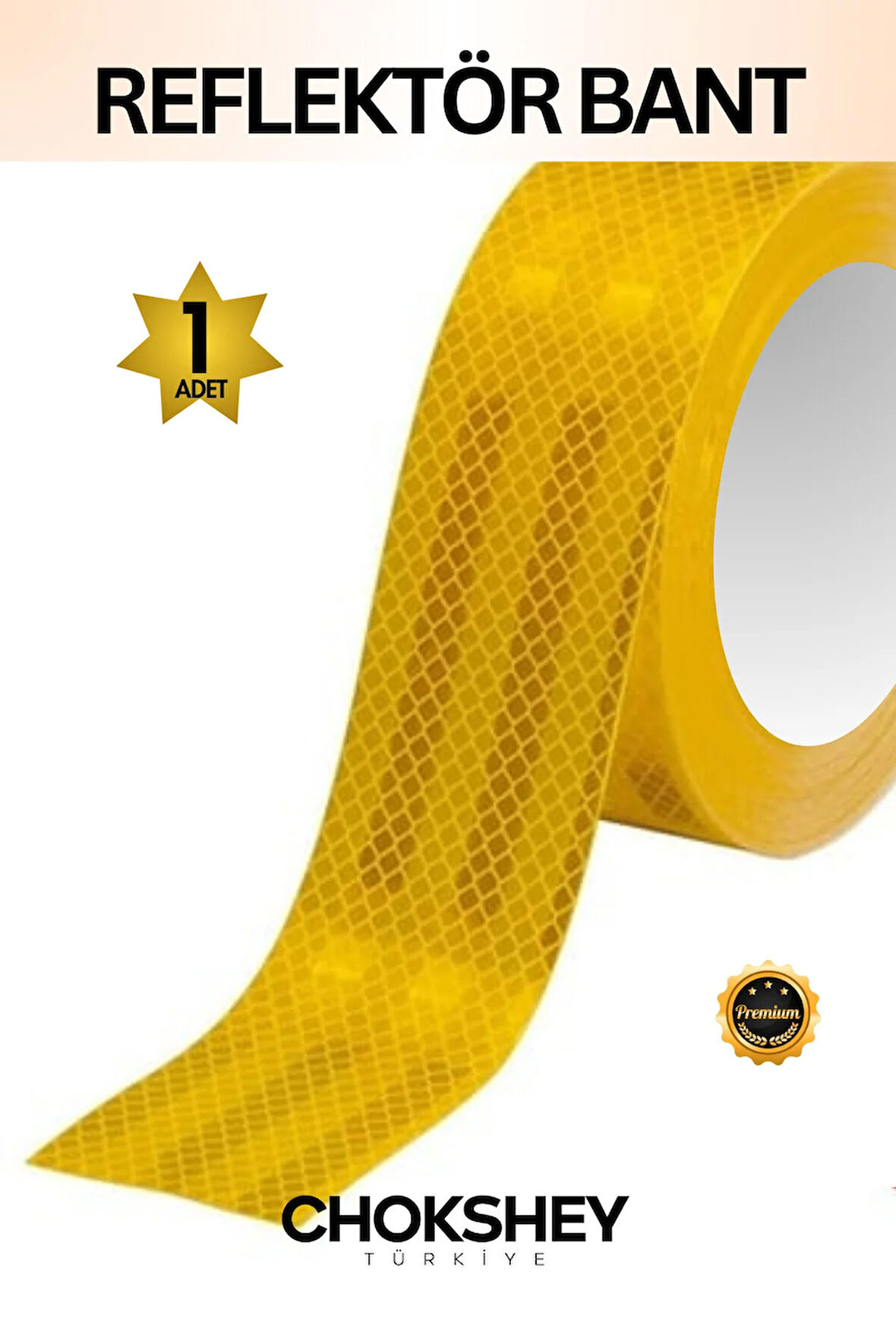 Reflektör Bant Sarı Reflektif Bant İkaz Band 50mmx5mt 1 Adet