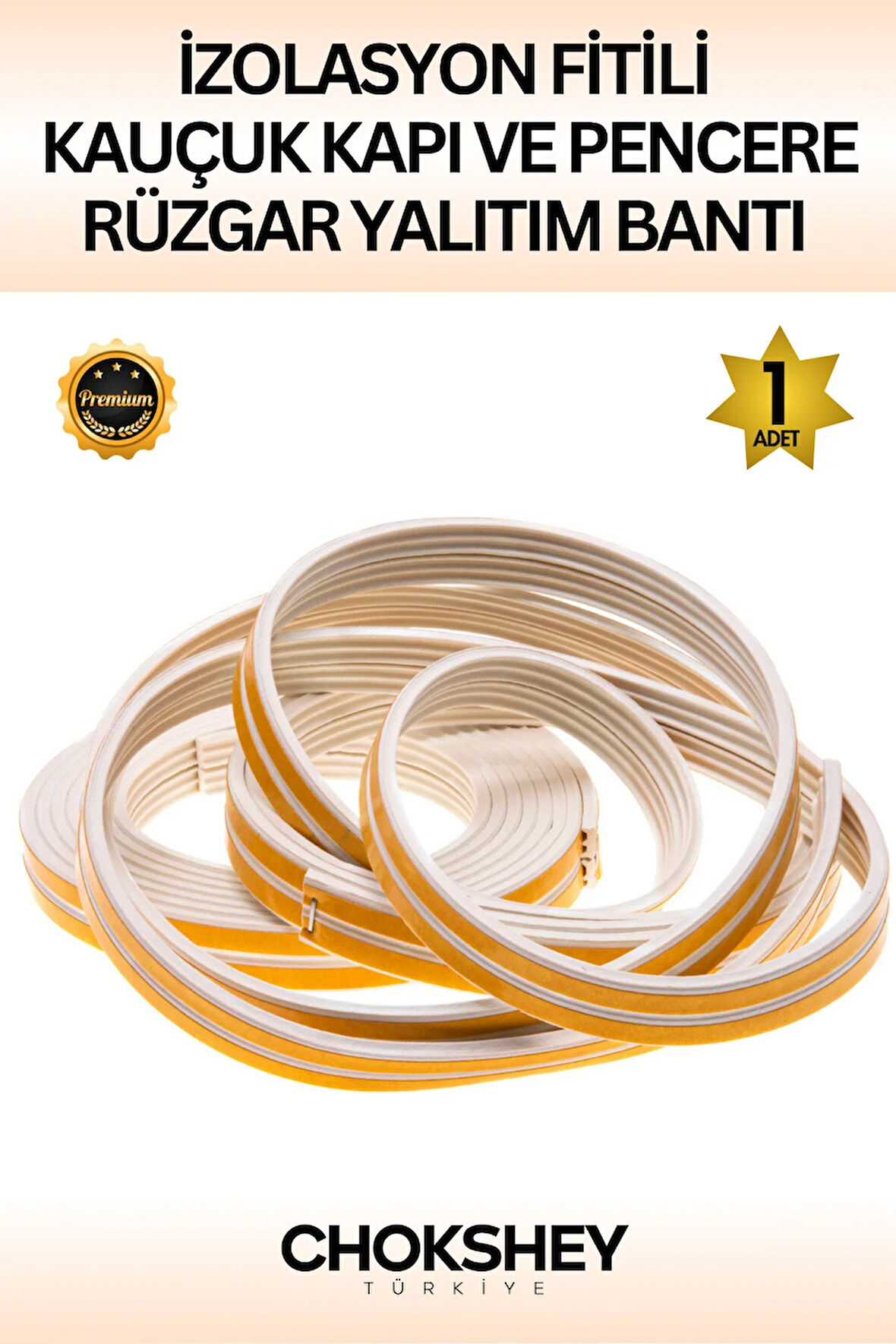 Beyaz Kapı ve Pencere Rüzgar Yalıtım Bandı İzolasyon Fitili Kauçuk 2mmx5mt (2li Fitil)