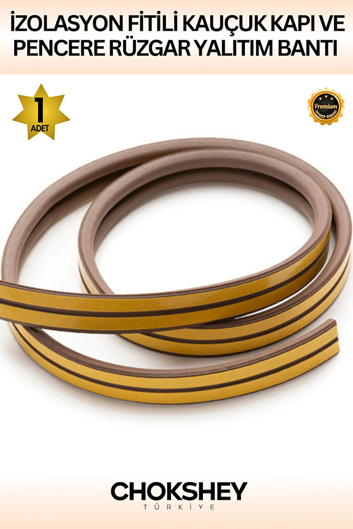 Kapı ve Pencere Rüzgar Yalıtım Bandı İzolasyon Fitili Kauçuk 2x15mt (2li Fitil) - 1 Adet