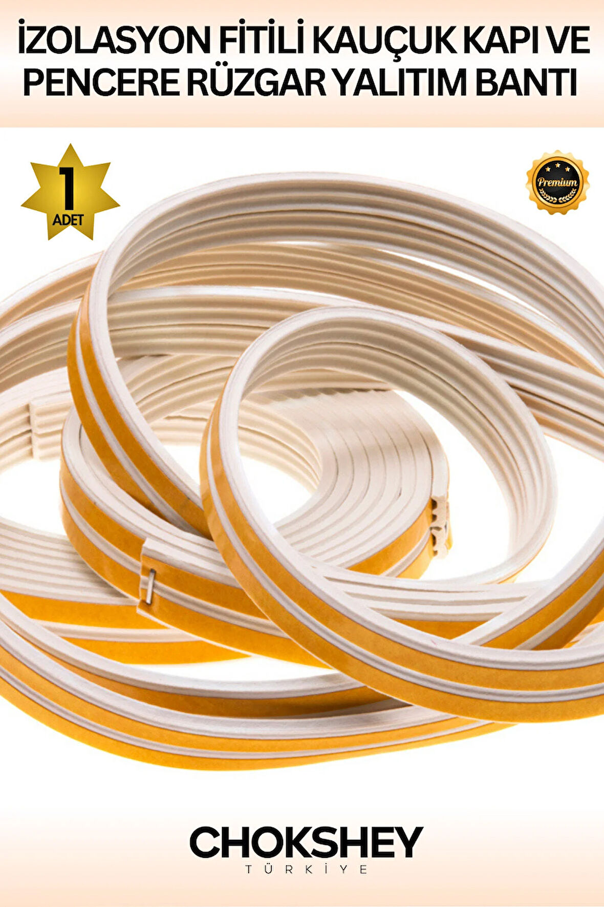 Beyaz Kapı ve Pencere Rüzgar Yalıtım Bandı İzolasyon Fitili Kauçuk 2mmx10mt (2li Fitil)