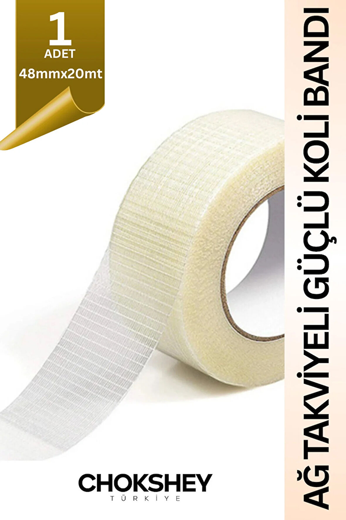 AĞ TAKVİYELİ GÜÇLÜ KOLİ BANDI 48mmx20mt - 1 Adet