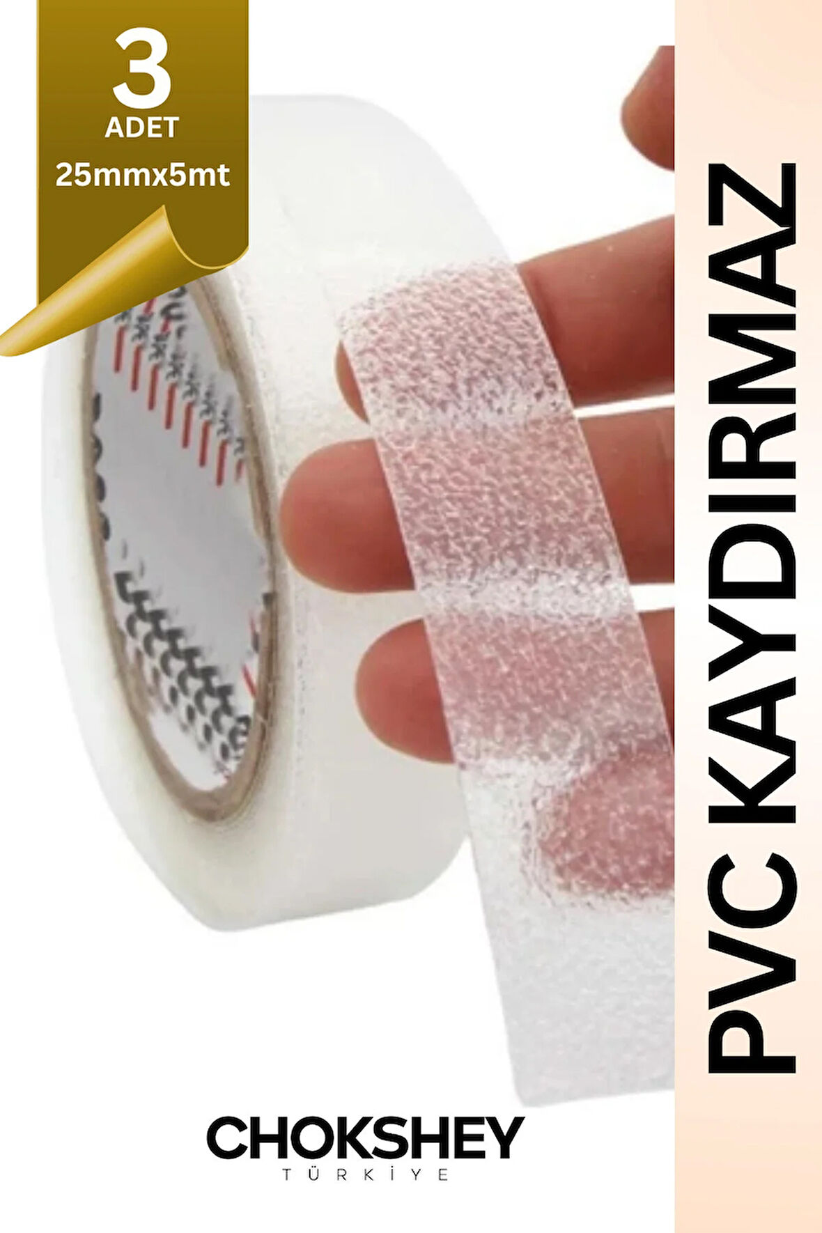 Şeffaf Kaydırmaz Bant Merdiven, Zemin, Banyo ve Havuz Kenarı Güvenlik Bandı 25mmx5mt - 3 Adet