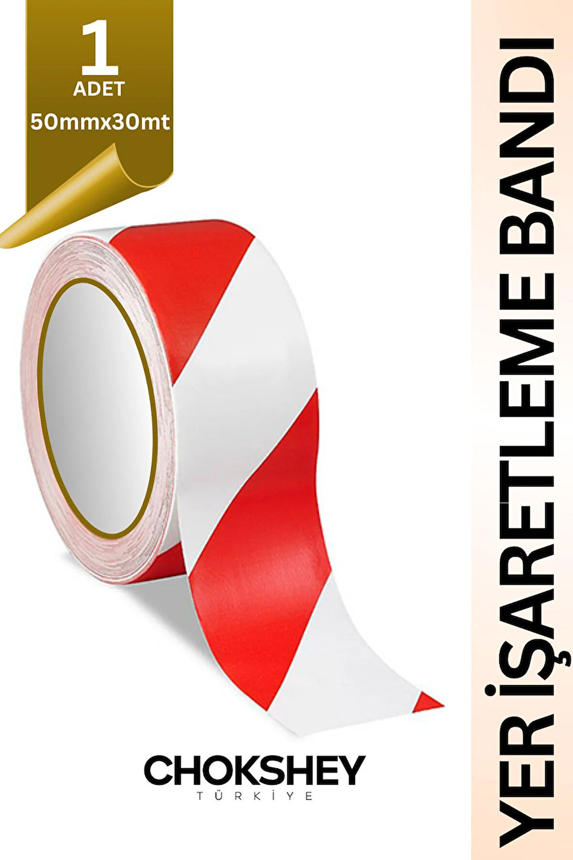 Kırmızı Beyaz Yer İşaretleme Bantı - 50mmx30mt - 1 Adet