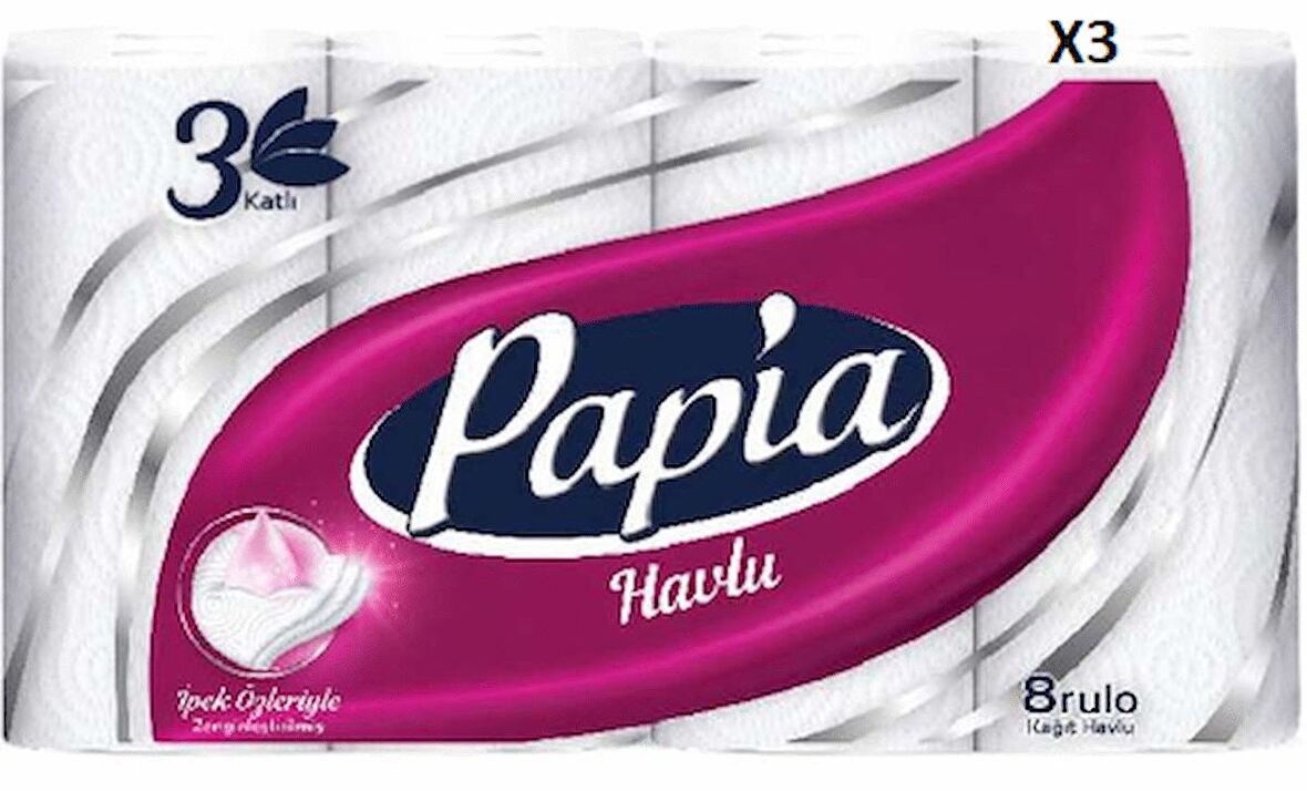 PAPİA HAVLU KAĞIT 8 Lİ X 3 ADET 24 LÜ