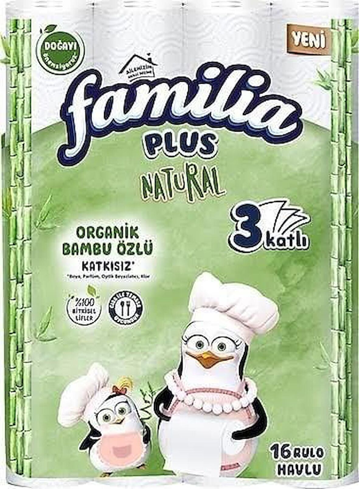 Familia Kağıt Havlu 16'lı Natural 3 Katlı Bambu (4'lü)