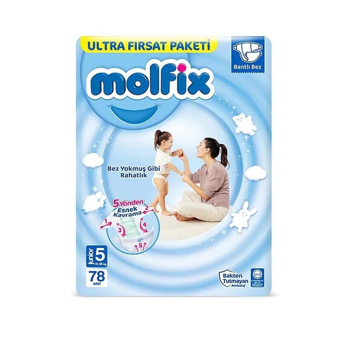 Molfix Ultra Fırsat Paketi Junior 5 Numara Bebek Bezi 78 Adet 11-18 kg