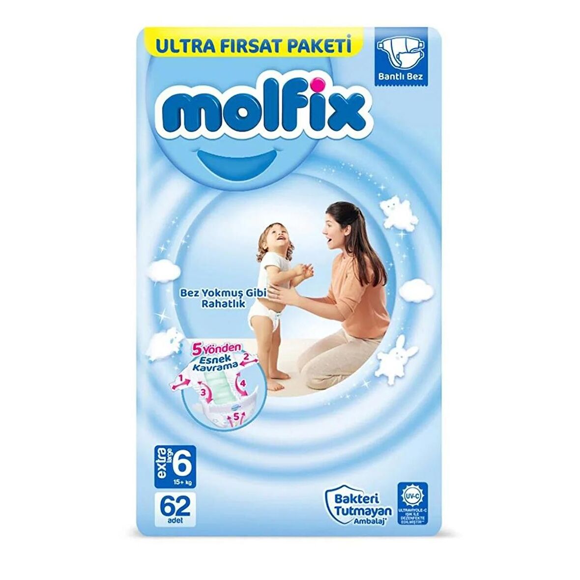 Molfix Ultra Avantaj Paketi Extra Large 6 Numara Bebek Bezi 62 Adet 15+ kg