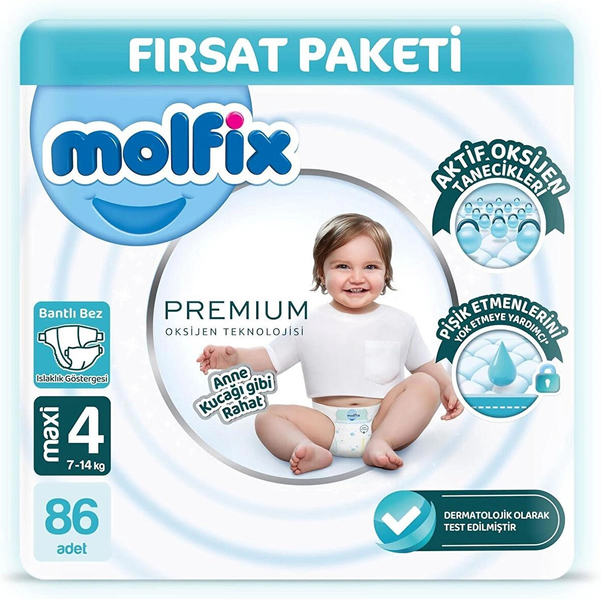 Molfix Premium Ultra Fırsat Paketi Maxi 4 Numara Bebek Bezi 86 Adet 7-14 Kg