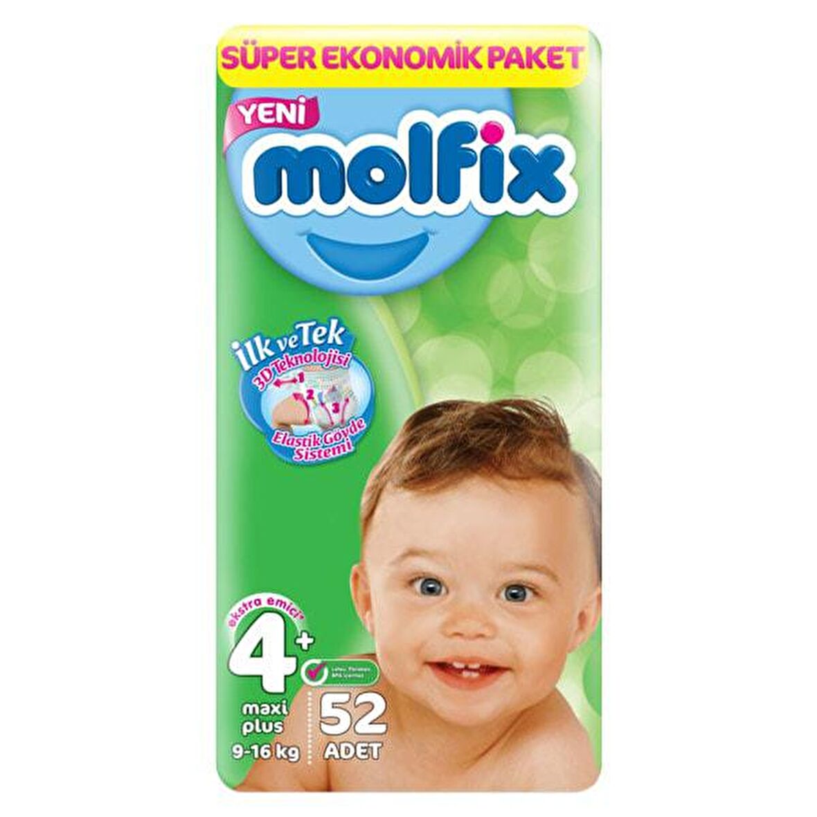 Molfix Bebek Bezi 4+ Beden Maxi Plus Dev Ekonomik Paket 52'li