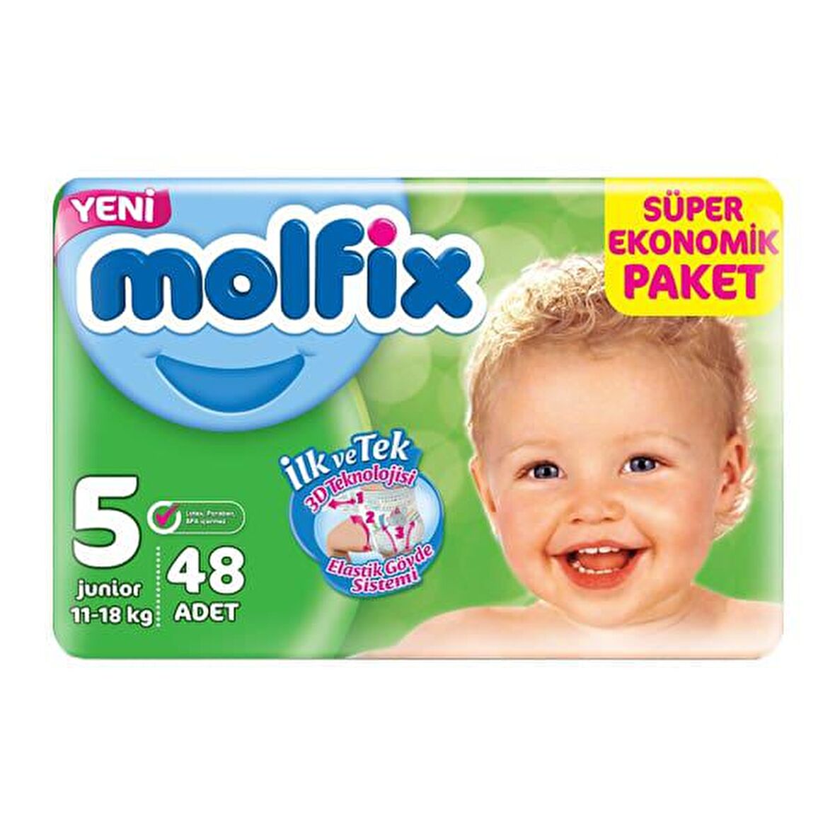 Molfix Bebek Bezi 5 Beden Junior Dev Ekonomik Paket 48'li