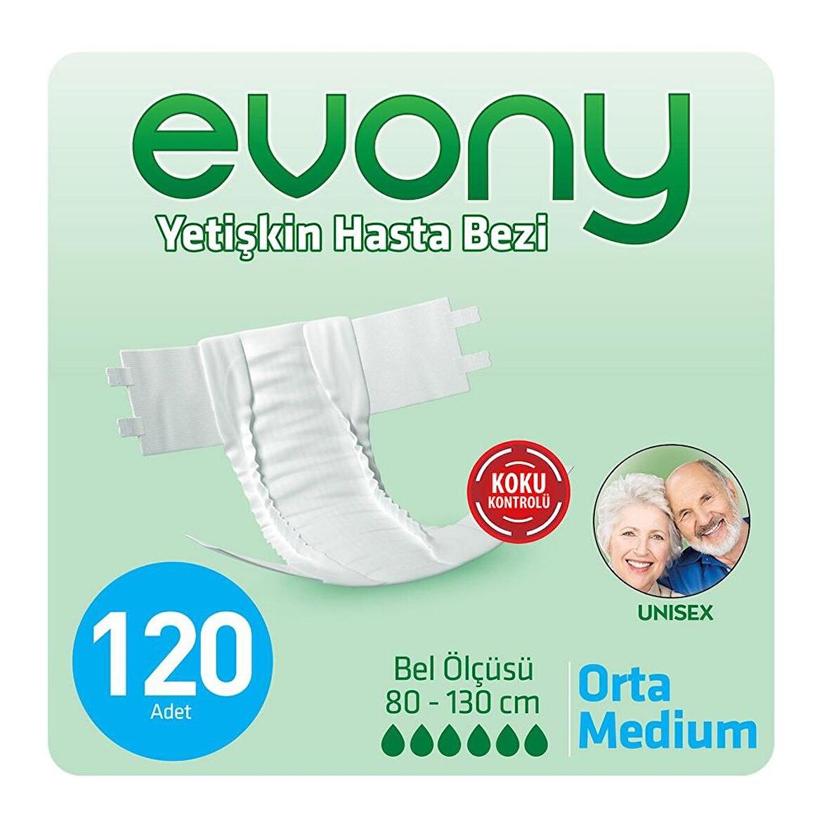 Evony Belbantlı Medium (Orta Boy) Yetişkin Hasta Bezi 120 Adet