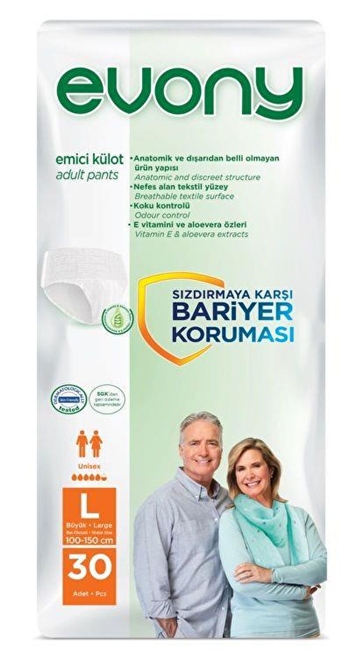 EVONY EMİCİ KÜLOT UNİSEX LARGE 30LU