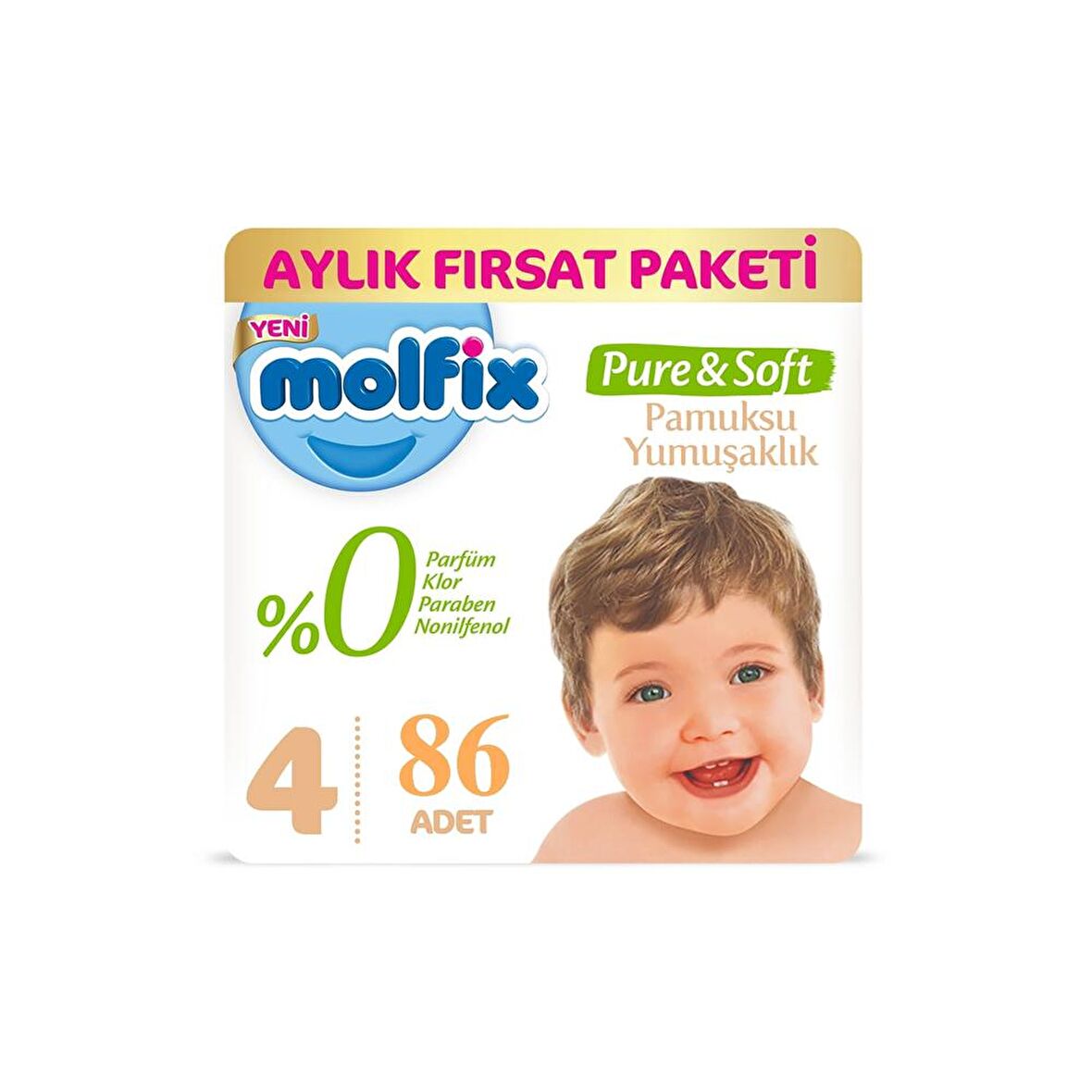 Molfix Pure &Amp; Soft Bebek Bezi Maxi 4 No 86 Lı