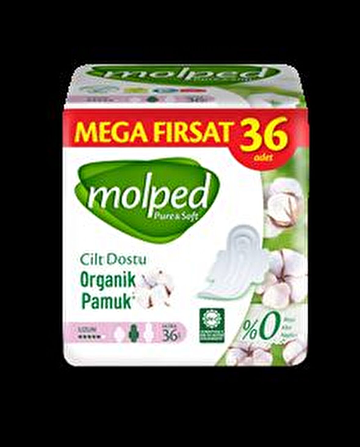 Molped Pure Soft Uzun 36 Adet Organik Mega Fırsat Paketi Hijyenik Ped