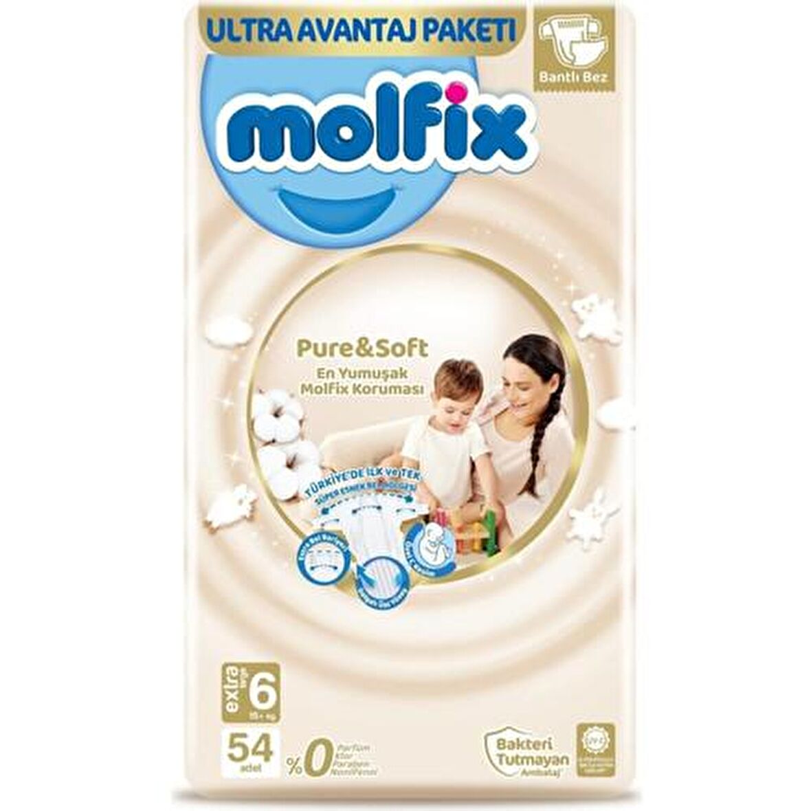 Molfix Pure & Soft Bebek Bezi X-Large 6 No 54 Lü